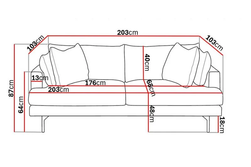 Menard 3-seters Dyp Manchestersofa - Mørk grå - Møbler - Sofaer - 3 seter sofa