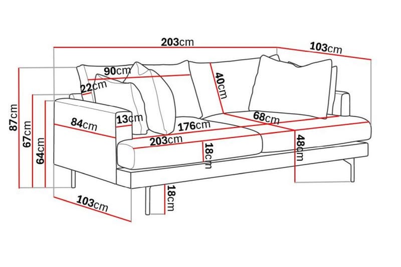 Menard 3-seters Dyp Sofa i Bouclé 205 cm bred - Hvit - Møbler - Sofaer - 3 seter sofa