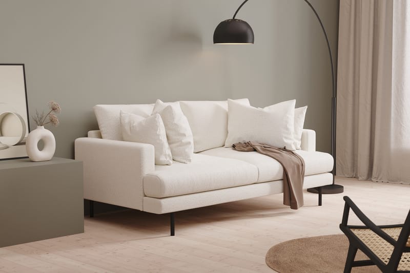 Menard 3-seters Dyp Sofa i Bouclé 205 cm bred - Hvit - Møbler - Sofaer - 3 seter sofa