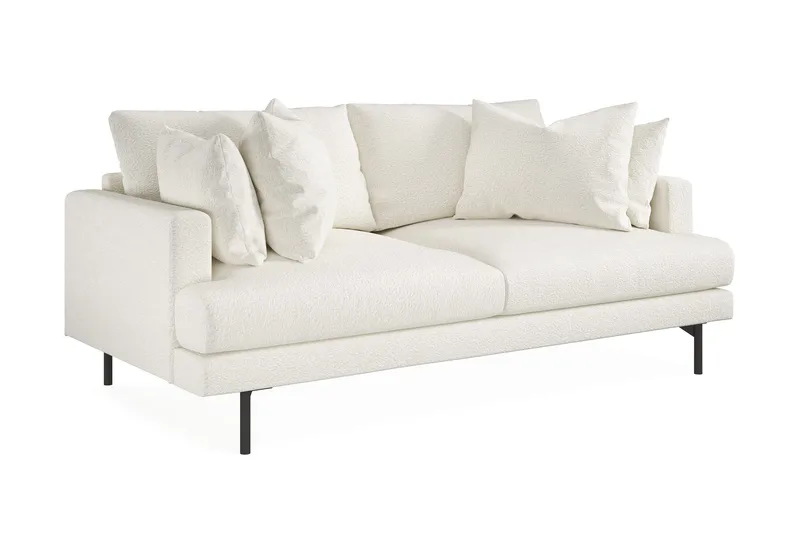 Menard 3-seters Dyp Sofa i Bouclé - Hvit - Møbler - Sofaer - 3 seter sofa