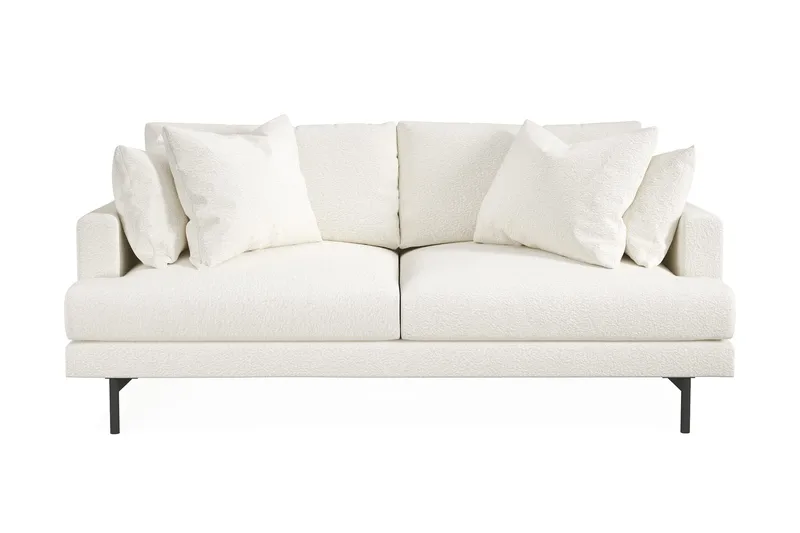 Menard 3-seters Dyp Sofa i Bouclé - Hvit - Møbler - Sofaer - 3 seter sofa