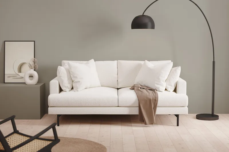 Menard 3-seters Dyp Sofa i Bouclé - Hvit - Møbler - Sofaer - 3 seter sofa