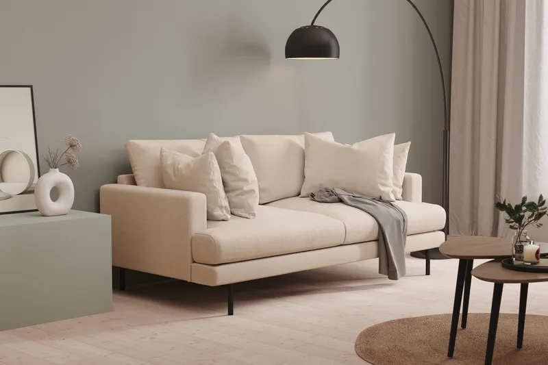 Menard 3-seters Dyp Stoffsofa 205 cm bred - Beige - Møbler - Sofaer - 3 seter sofa