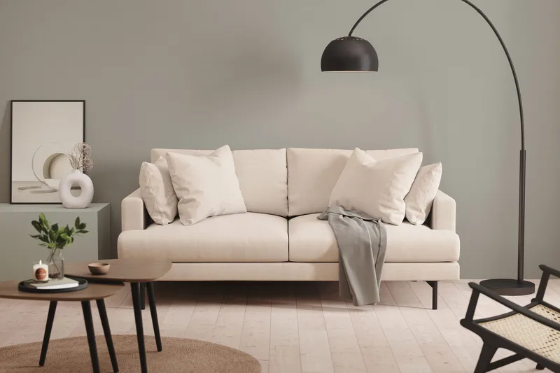 Menard 3-seters Dyp Stoffsofa 205 cm bred - Beige - Møbler - Sofaer - 3 seter sofa