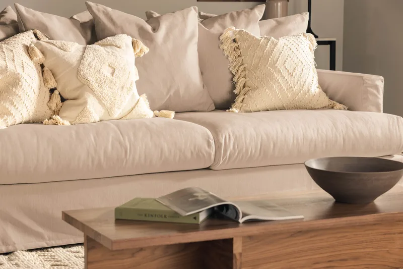 Menard 3-seters Dyp Stoffsofa - Beige - Møbler - Sofaer - 3 seter sofa