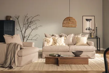 Menard 3-seters Dyp Stoffsofa - Beige - Møbler - Sofaer - 3 seter sofa
