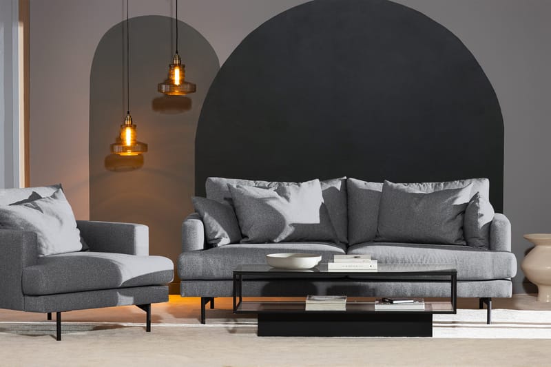 Menard 3-seters Dyp Stoffsofa - Grå - Møbler - Sofaer - 3 seter sofa