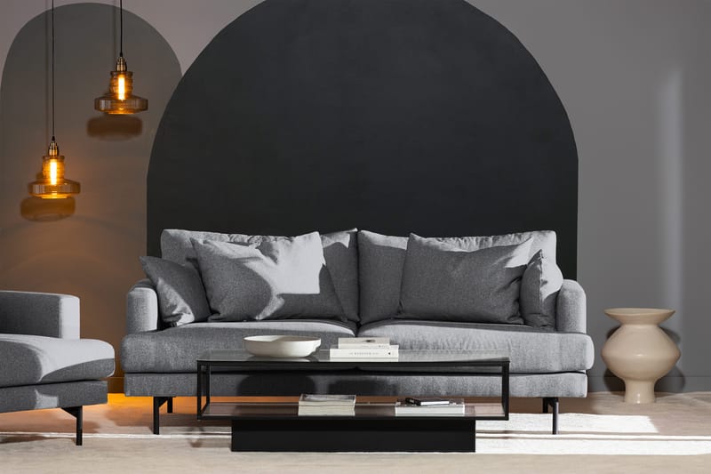Menard 3-seters Dyp Stoffsofa - Grå - Møbler - Sofaer - 3 seter sofa