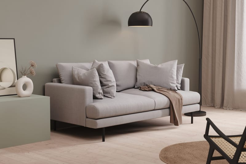 Menard 3-seters Dyp Stoffsofa - Lys grå - Møbler - Sofaer - 3 seter sofa