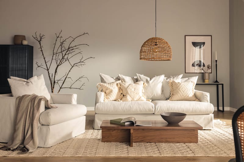 Menard 3-seters Stoffsofa - Lys grå - Møbler - Sofaer - 3 seter sofa