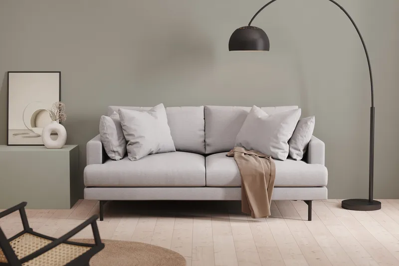 Menard 3-seters Dyp Stoffsofa - Lys grå - Møbler - Sofaer - 3 seter sofa