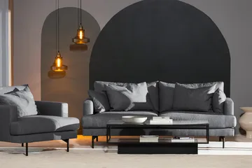 Menard 3-seters Dyp Stoffsofa - Mørk grå - Møbler - Sofaer - 3 seter sofa