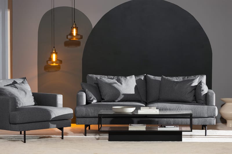 Menard 3-seters Dyp Stoffsofa - Mørk grå - Møbler - Sofaer - 3 seter sofa