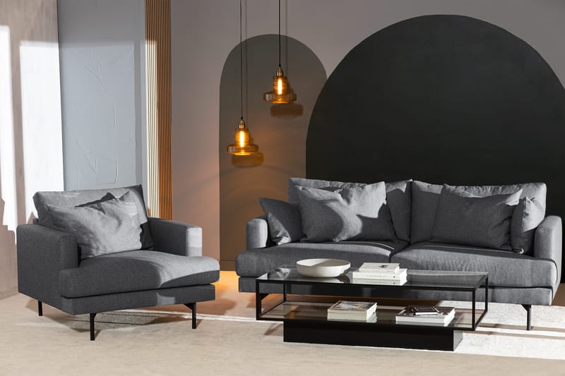 Menard 3-seters Dyp Stoffsofa - Mørk grå - Møbler - Sofaer - 3 seter sofa