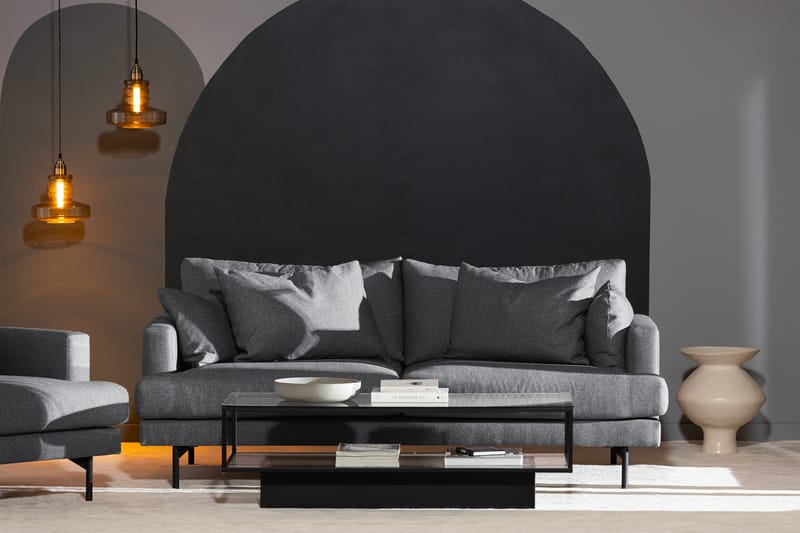 Menard 3-seters Dyp Stoffsofa - Mørk grå - Møbler - Sofaer - 3 seter sofa