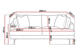 Menard 3-seters Dyp Stoffsofa - Mørk grå - Møbler - Sofaer - 3 seter sofa