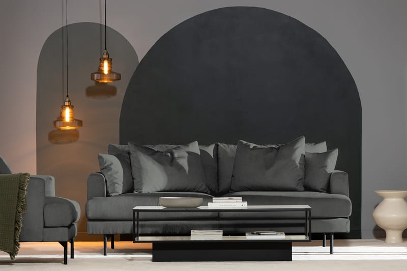 Menard 3-seters Manchestersofa - Grå - Møbler - Sofaer - 3 seter sofa
