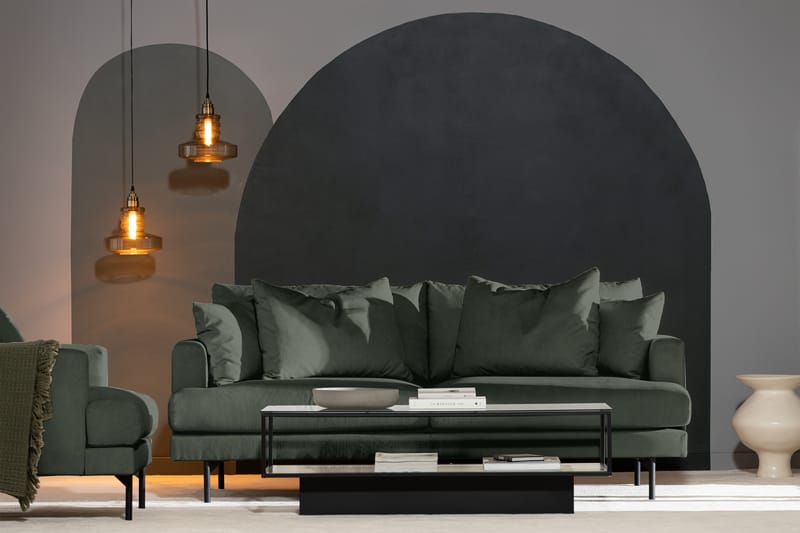 Menard 3-seters Manchestersofa - Grønn - Møbler - Sofaer - 3 seter sofa