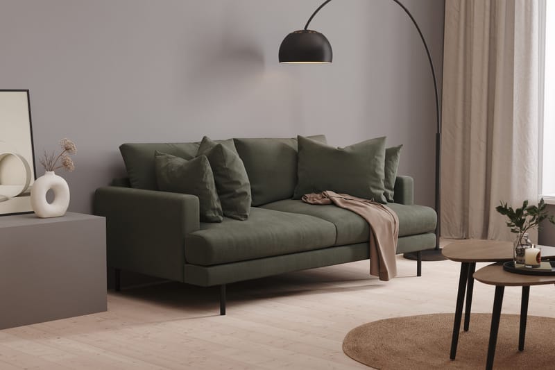 Menard 3-seters Manchestersofa - Mørk grønn - Møbler - Sofaer - 3 seter sofa