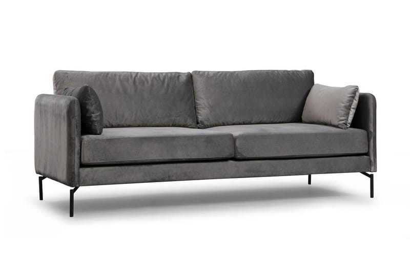 Mezonzo 3-seter Fløyelssofa 217 cm med Høye Bein - Grå - Møbler - Sofaer - 3 seter sofa