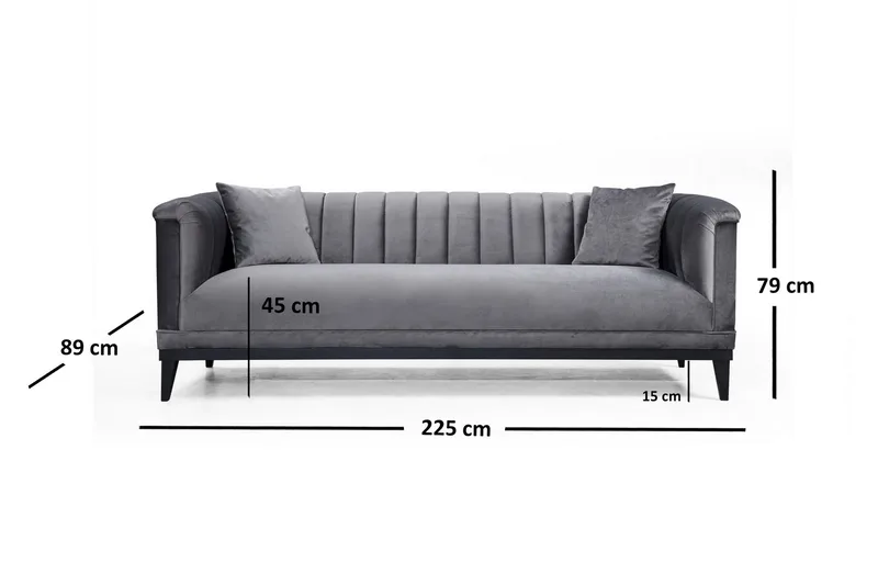 Mezonzo 3-seter Sofa - Grå - Møbler - Sofaer - 3 seter sofa