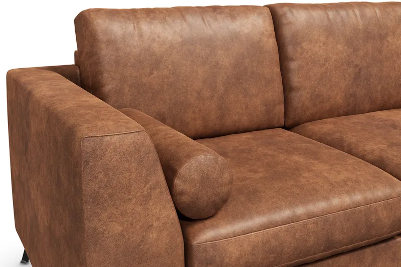 Ocean Lyx 3-seters Sofa i Kunstlær - Brun - Møbler - Sofaer - Skinnsofaer