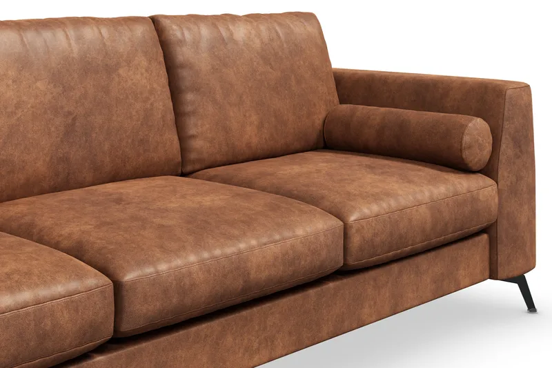 Ocean Lyx 3-seters Sofa i Kunstlær - Brun - Møbler - Sofaer - Skinnsofaer