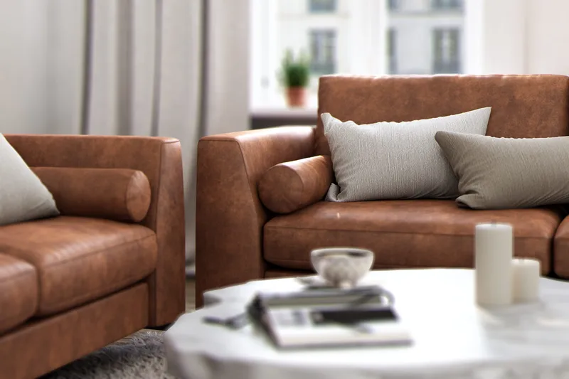 Ocean Lyx 3-seters Sofa i Kunstlær - Brun - Møbler - Sofaer - Skinnsofaer