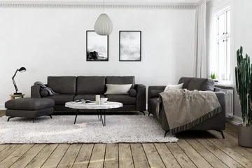 Ocean Lyx 3-seters Sofa i Kunstlær - Mørk grå - Møbler - Sofaer - Skinnsofaer