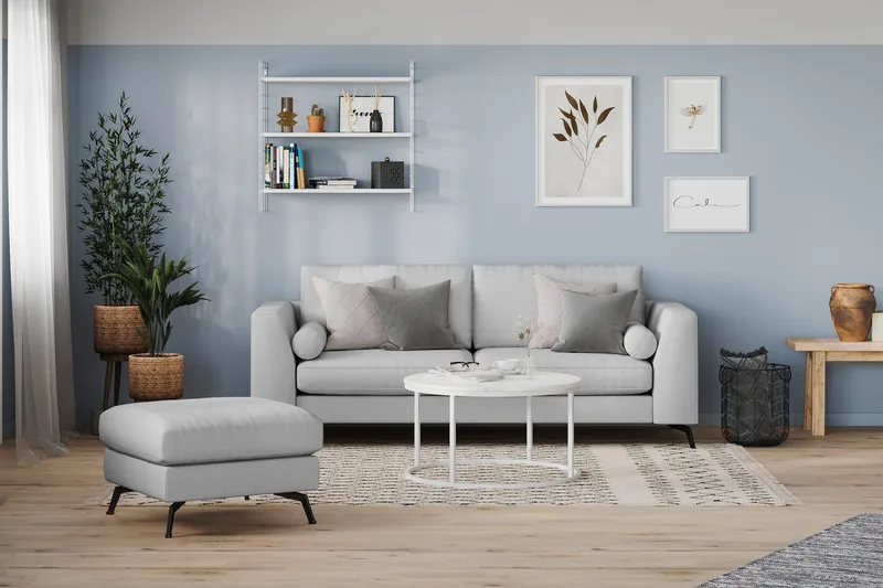 Ocean Lyx 3-seters Stoffsofa - Grå - Møbler - Sofaer - 3 seter sofa