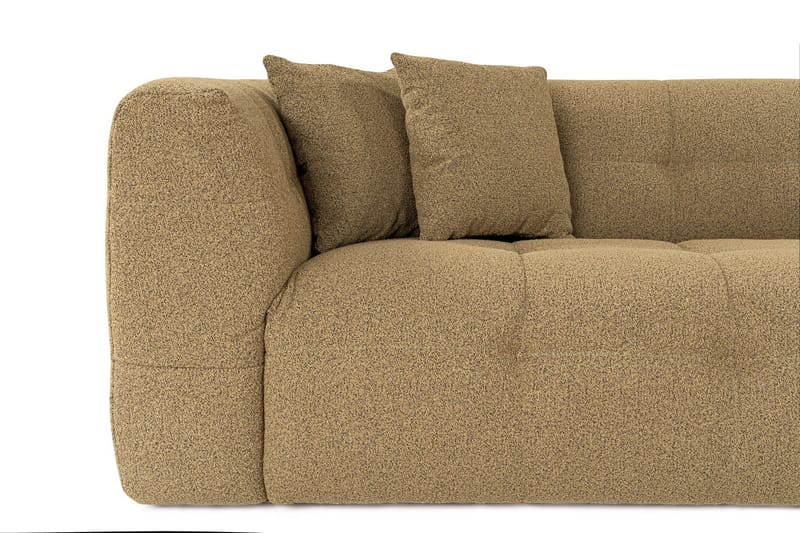 Octavian 3-seter Sofa med Knappet Design i Bouclé - Brun - Møbler - Sofaer - 3 seter sofa