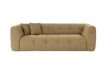 Octavian 3-seter Sofa med Knappet Design i Bouclé - Brun - Møbler - Sofaer - 3 seter sofa