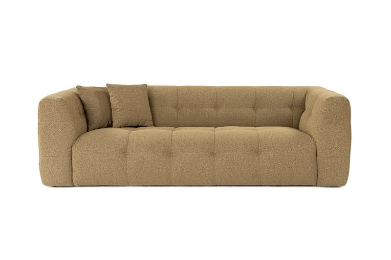 Octavian 3-seter Sofa med Knappet Design i Bouclé - Brun - Møbler - Sofaer - 3 seter sofa