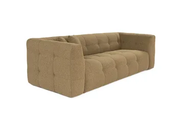Octavian 3-seter Sofa med Knappet Design i Bouclé - Brun - Møbler - Sofaer - 3 seter sofa