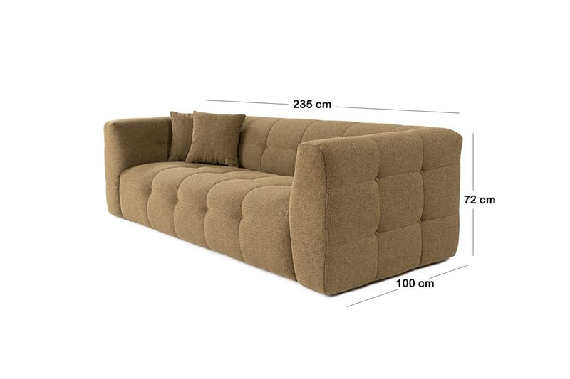 Octavian 3-seter Sofa med Knappet Design i Bouclé - Brun - Møbler - Sofaer - 3 seter sofa
