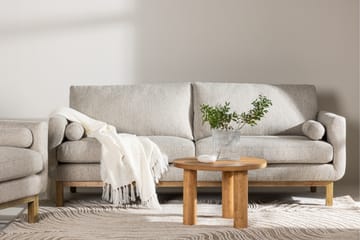 Olympos 3-seters Sofa med Runde Armlene i Stoff med Treben - Beige - Møbler - Sofaer - 3 seter sofa