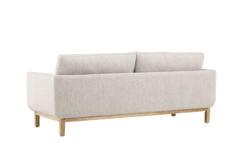Olympos 3-seters Sofa med Runde Armlene i Stoff med Treben - Beige - Møbler - Sofaer - 3 seter sofa