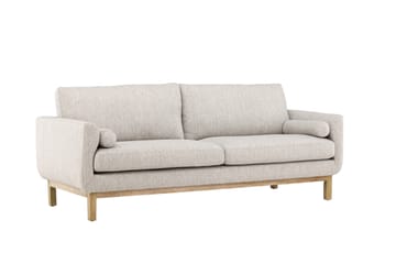 Olympos 3-seters Sofa med Runde Armlene i Stoff med Treben - Beige - Møbler - Sofaer - 3 seter sofa