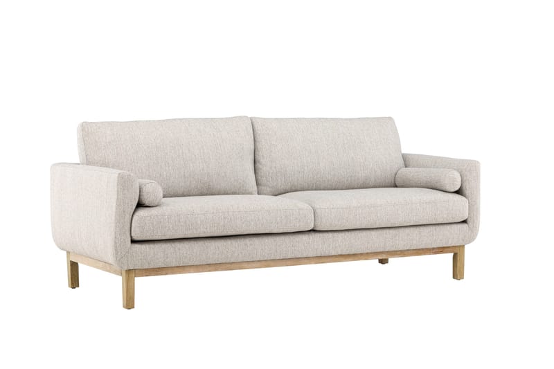 Olympos 3-seters Sofa med Runde Armlene i Stoff med Treben - Beige - Møbler - Sofaer - 3 seter sofa