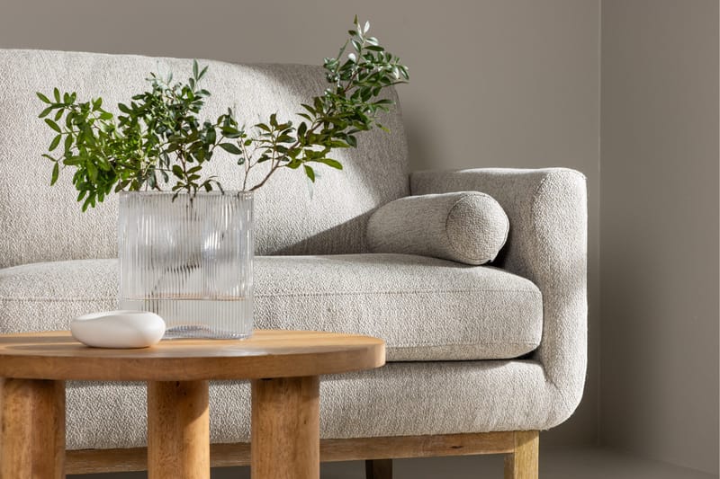Olympos 3-seters Sofa med Runde Armlene i Stoff med Treben - Beige - Møbler - Sofaer - 3 seter sofa