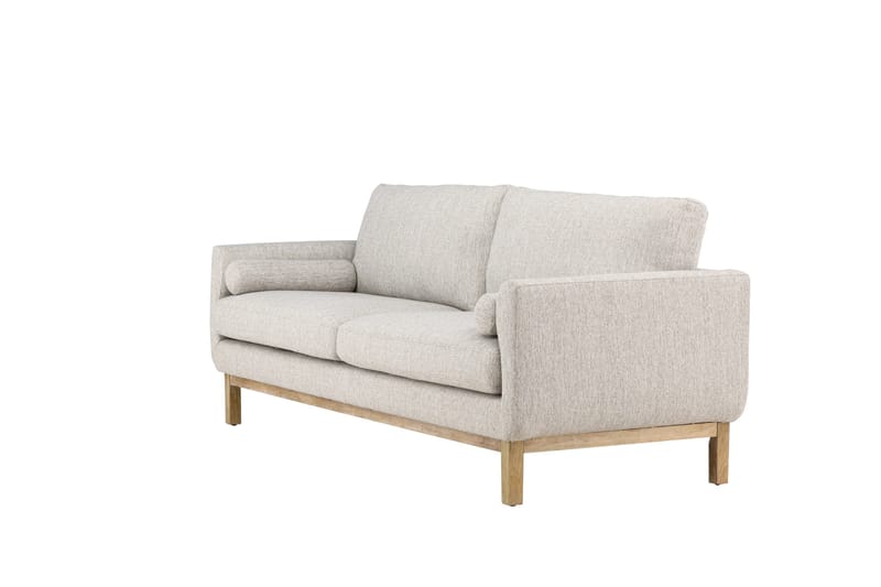 Olympos 3-seters Sofa med Runde Armlene i Stoff med Treben - Beige - Møbler - Sofaer - 3 seter sofa