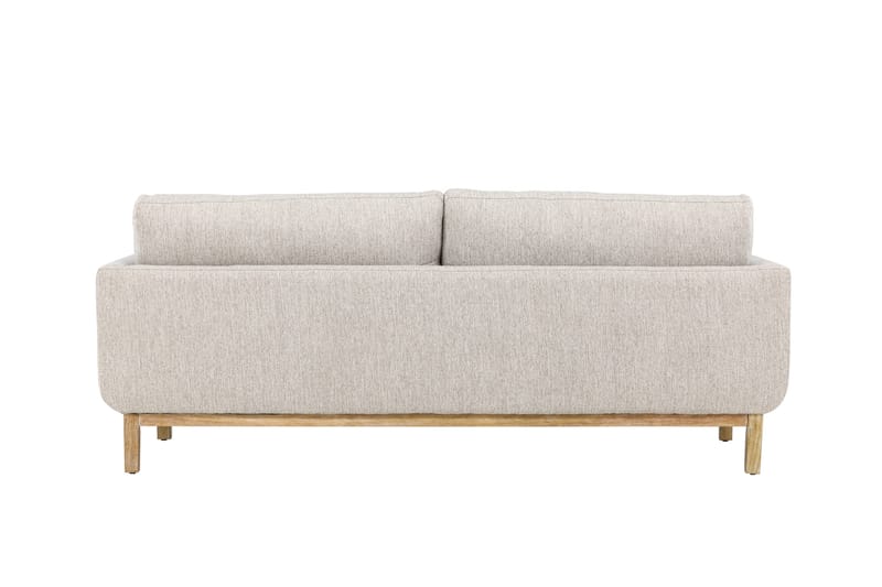 Olympos 3-seters Sofa med Runde Armlene i Stoff med Treben - Beige - Møbler - Sofaer - 3 seter sofa