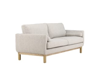 Olympos 3-seters Sofa med Runde Armlene i Stoff med Treben - Beige - Møbler - Sofaer - 3 seter sofa
