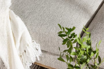 Olympos 3-seters Sofa med Runde Armlene i Stoff med Treben - Beige - Møbler - Sofaer - 3 seter sofa