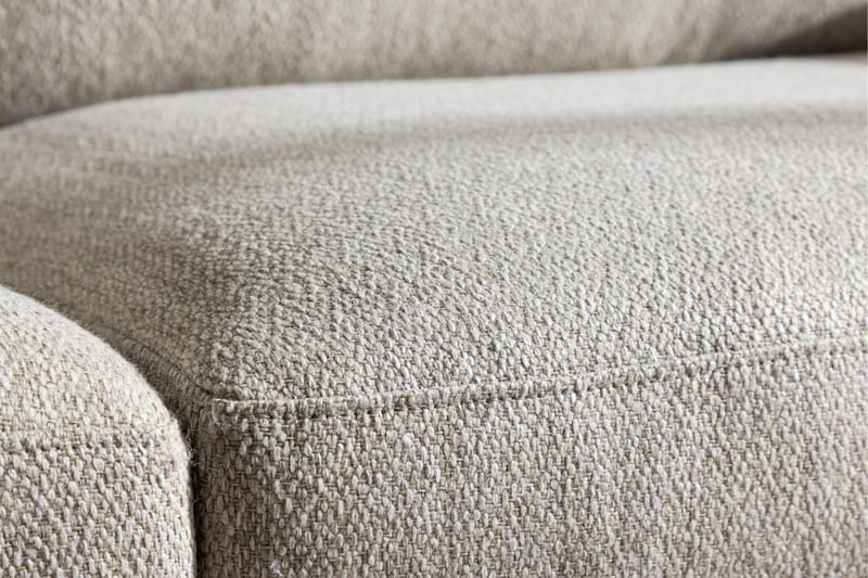 Olympos 3-seters Sofa med Runde Armlene i Stoff med Treben - Beige - Møbler - Sofaer - 3 seter sofa
