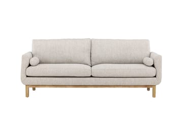 Olympos 3-seters Sofa med Runde Armlene i Stoff med Treben - Beige - Møbler - Sofaer - 3 seter sofa