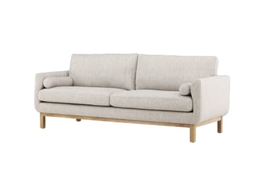 Olympos 3-seters Sofa med Runde Armlene i Stoff med Treben - Beige - Møbler - Sofaer - 3 seter sofa