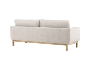 Olympos 3-seters Sofa med Runde Armlene i Stoff med Treben - Beige - Møbler - Sofaer - 3 seter sofa