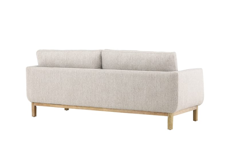Olympos 3-seters Sofa med Runde Armlene i Stoff med Treben - Beige - Møbler - Sofaer - 3 seter sofa