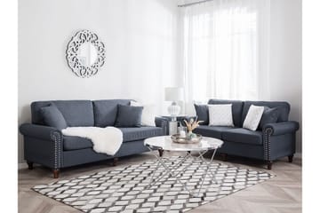 Otra 3-seter Dyp Chesterfield Sofa i Stoff - Grå - Møbler - Sofaer - 3 seter sofa